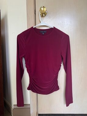 Long-Sleeve Cinched Burgundy Top